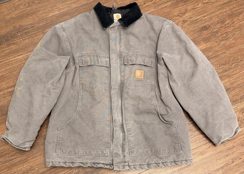 Vintage Carhartt C26 QVL Arctic Quilt Lined Duck Work Jacket Gray XL USA